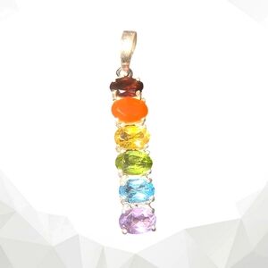 Multi Gemstone & Sterling Silver Chakra Pendant